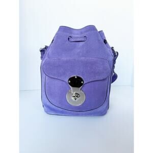Ralph Lauren Ricky Suede Drawstring Bucket Bag Lavender Purple